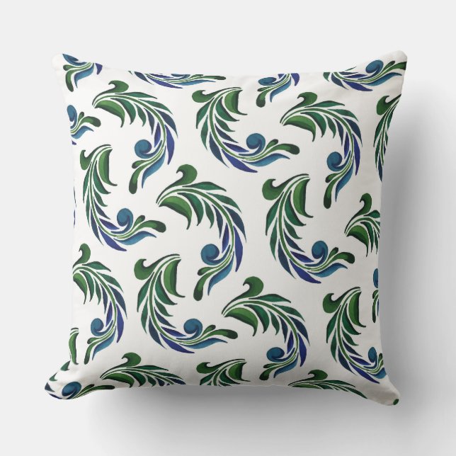 Coussin de jet accent - Plumes de paon (Recto)