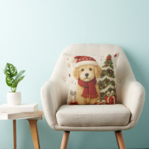 Coussin de jet adorable de chiot de Noël