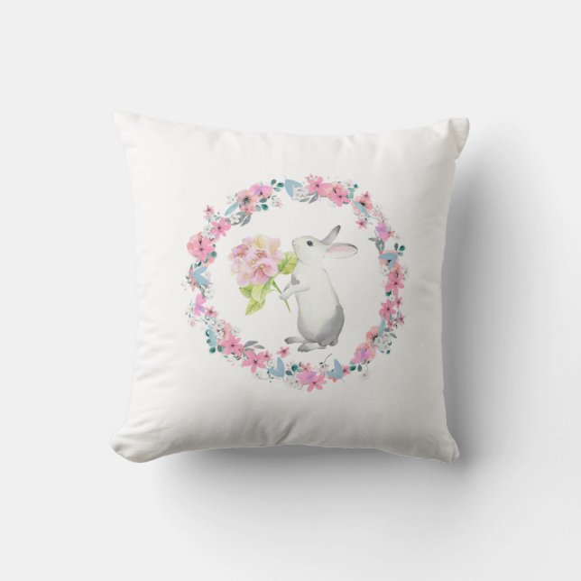 Coussin de jet adorable lapin de Pâques (Recto)