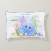 Coussin de jet adorable pieuvre bleue (Devant)