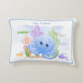 Coussin de jet adorable pieuvre bleue (Dos)