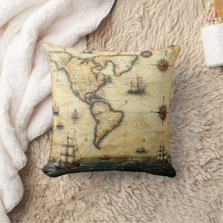 Coussin de jet antique carte du monde