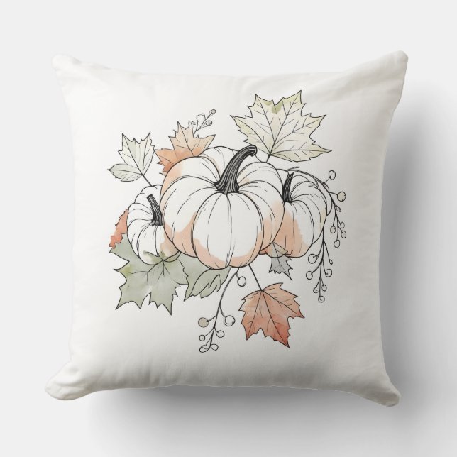 Coussin de jet Automne Citrouille & Feuille (Recto)