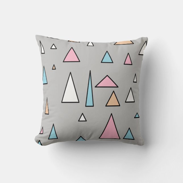 Coussin de jet aux couleurs pastel et triangles fu (Recto)