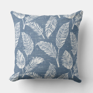 Coussin de jet aux feuilles de palmier bleues