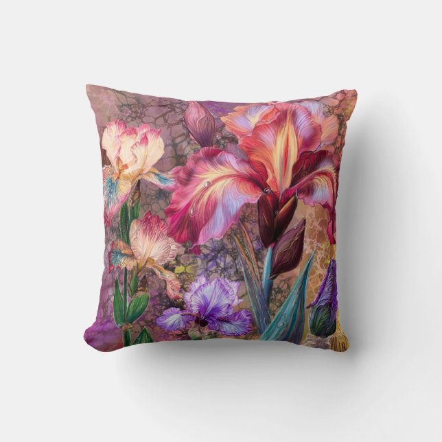 Coussin de jet aux Iris Colorés (Recto)