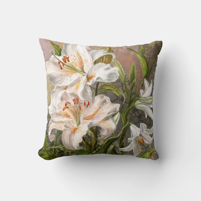 Coussin de jet aux lys blancs (Recto)