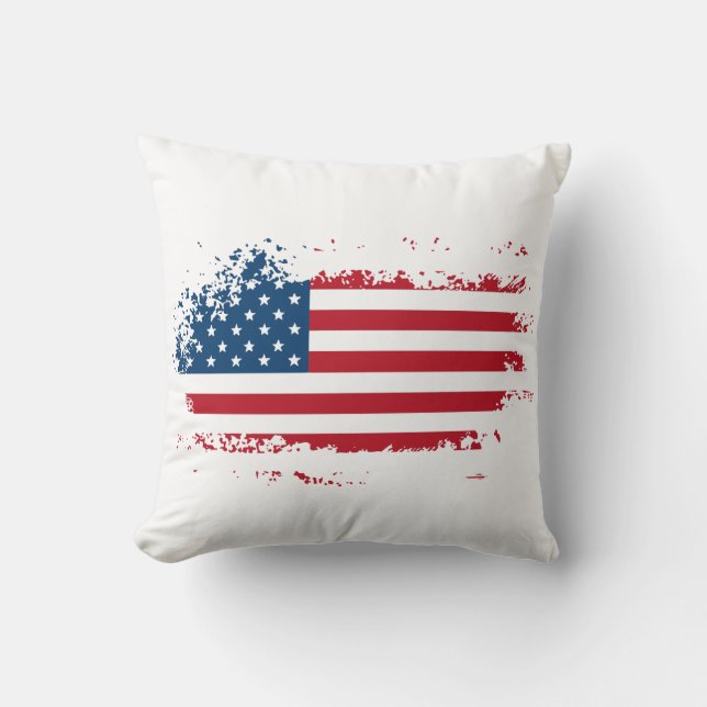 Coussin de jet avec drapeau américain (Recto)