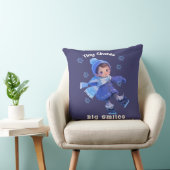 Coussin de jet avec une jolie petite fille de dess (Chaise)