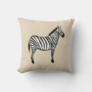 Coussin de jet beige peinture d'animal de safari z