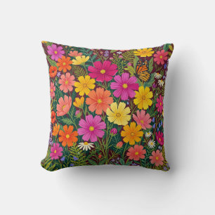 Coussin de jet bohème floral - Conception de jardi