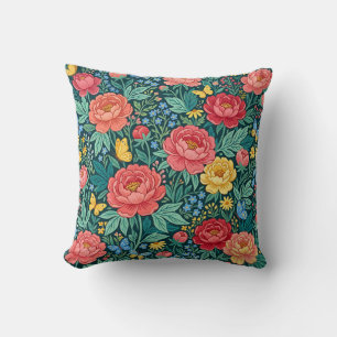 Coussin de jet bohème floral paeon