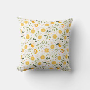 Coussin de jet botanique à motif citron