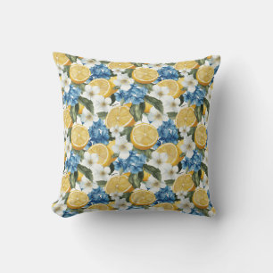 Coussin de jet botanique à motif citron