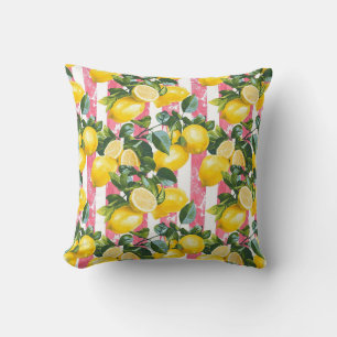 Coussin de jet botanique à motif citron