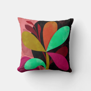 Coussin de jet botanique abstrait
