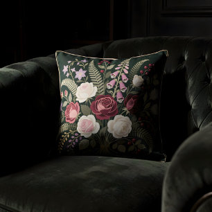 Coussin de jet botanique – Dessin floral vintage
