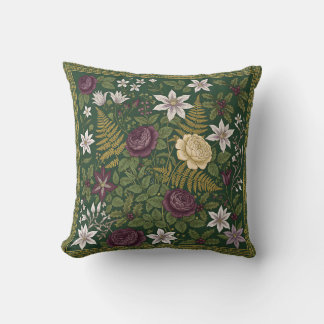 Coussin de jet botanique – Dessin floral vintage