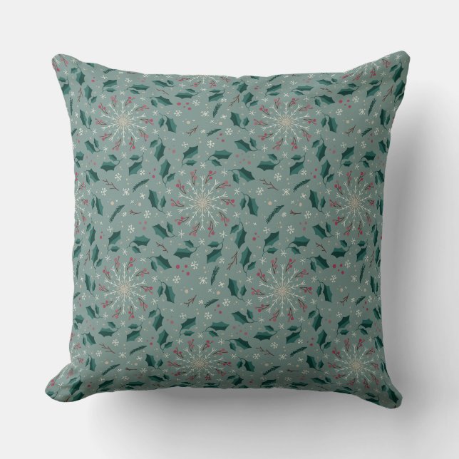 Coussin de jet botanique flocon de neige d'hiver (Recto)