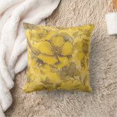 Coussin de jet botanique floral jaune (Couverture)