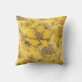 Coussin de jet botanique floral jaune (Verso)