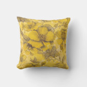 Coussin de jet botanique floral jaune (Recto)