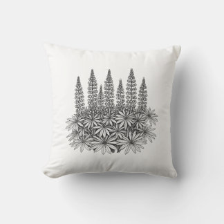 Coussin de jet botanique minimaliste Lupin