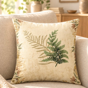 Coussin de jet carré botanique et floral antique