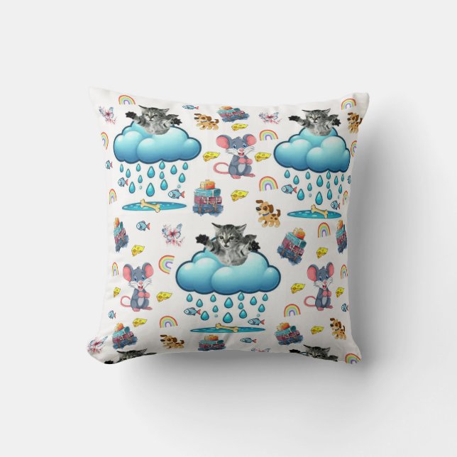 Coussin de jet Chat Chien Souris Fromage Os de Poi (Recto)