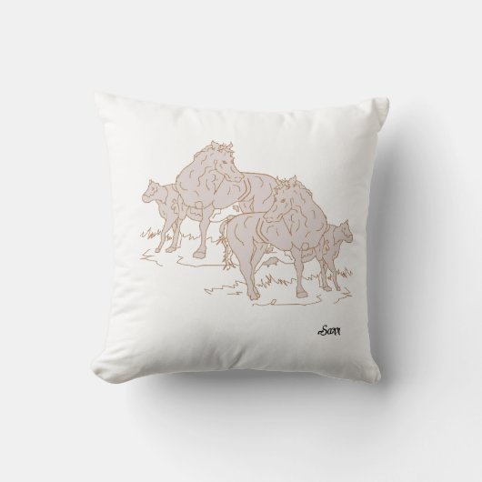 Coussin de jet Cheval avec une vache  (Recto)