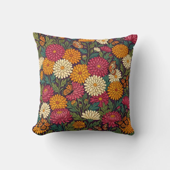 Coussin de jet Chrysanthème fantaisiste (Recto)