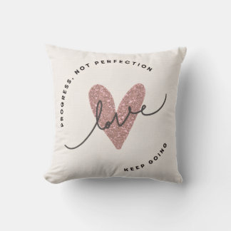 Coussin de Jet – Cœur Pailleté Rose Design Amour |