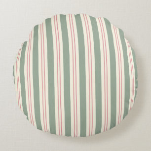 Coussin de jet côtier rayé vert sauge et rose