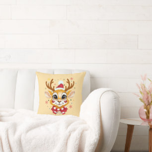 Coussin de jet Cute Baby Reindeer Noël