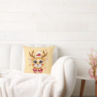 Coussin de jet Cute Baby Reindeer Noël