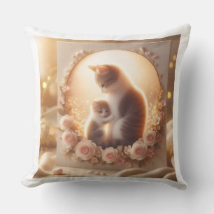 Coussin de jet Cute Cat Mom – Cadeau de la fête de