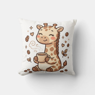 Coussin de jet Cute Giraffe Coffee