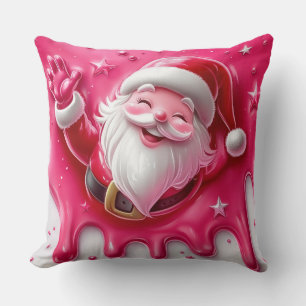 Coussin de jet Cute Pink Santa Coussin de Noël