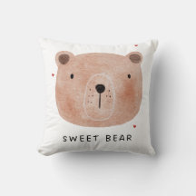 Coussin de jet Cute Sweet Bear | Bois minimaliste