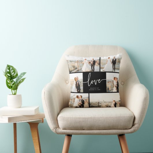 Coussin de jet d'amour noir et blanc (Chaise)