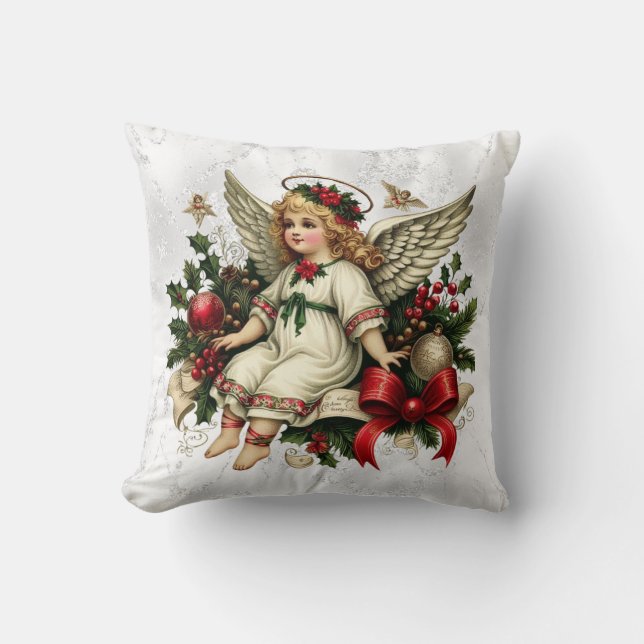 Coussin de jet d'ange de Noël vintage (Recto)