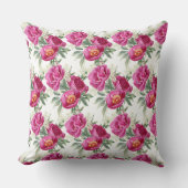 Coussin de jet de bouquet de fleurs de pivoine ros (Recto)