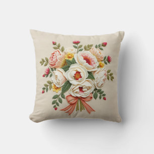 Coussin de jet de bouquet de jardin de roses en ch