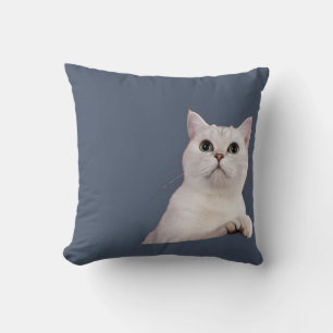 Coussin de jet de chat blanc mignon Amateur de c