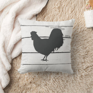 Coussin de jet de ferme en lambris peint de coq