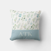 Coussin de jet de feuille aquarelle monogrammé (Recto)