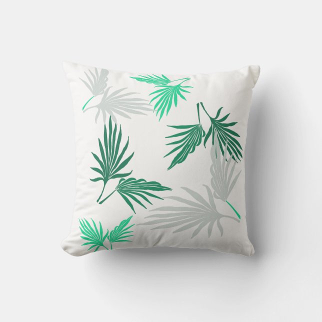 Coussin de jet de feuilles de palmier vert Nature (Recto)