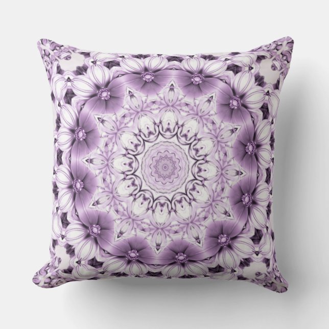 Coussin de jet de fleurs violettes élégantes (Recto)