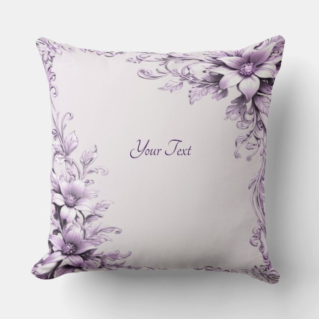 Coussin de jet de fleurs violettes élégantes (Recto)