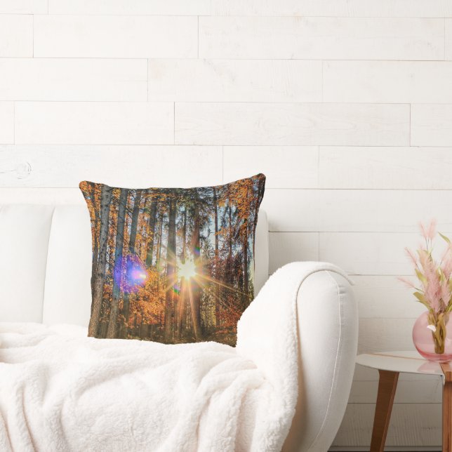 Coussin de jet de forêt automne doré Soleil | Rust (Canapé)